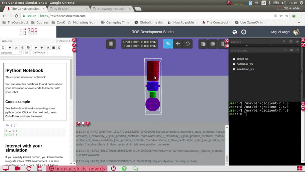 [ROS Tutorials] 068 – buoyancy neutral object goes up with hydrodynamics plugin #Part 3