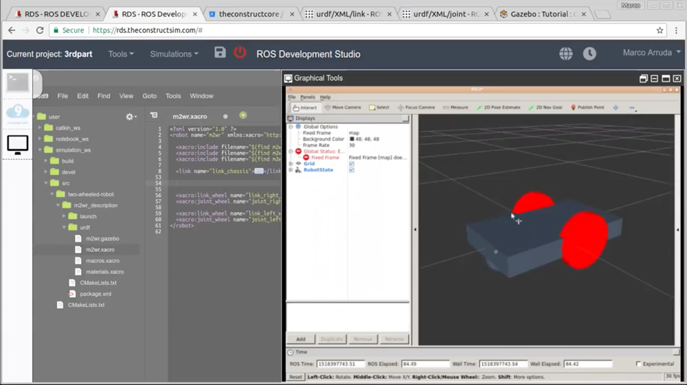 [ROS Projects] Exploring ROS with a 2 Wheeled Robot #Part 3 – URDF Laser Scan Sensor