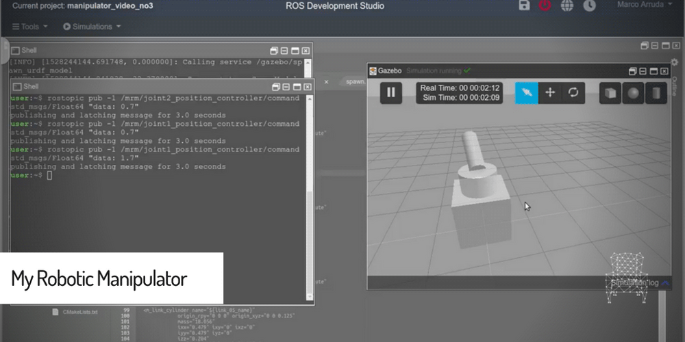 [ROS Projects] – My Robotic Manipulator – #Part 4 – ROS + URDF/Transmission + Gazebo Controllers