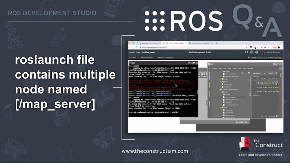 [ROS Q&A] 162 - roslaunch file contains multiple nodes named [:map_server]