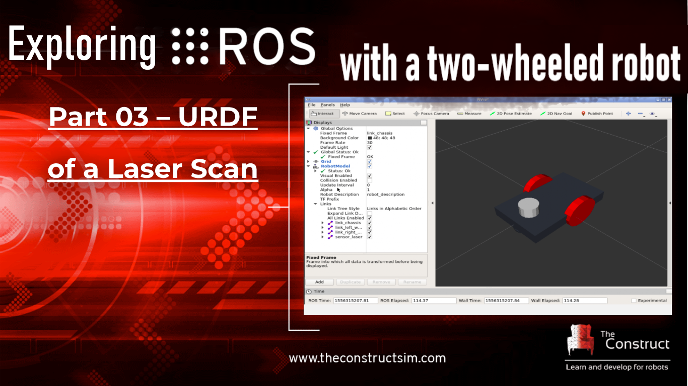 Exploring ROS with a 2 Wheeled Robot #3 : URDF of a Laser Scan