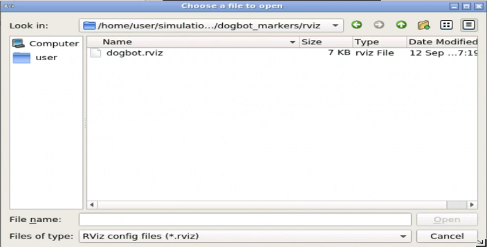 Select the rviz config file for dogbot