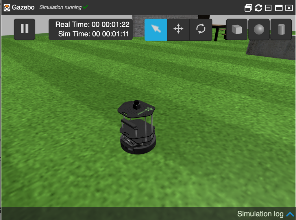 Turtlebot opened in a green area in ROSDS