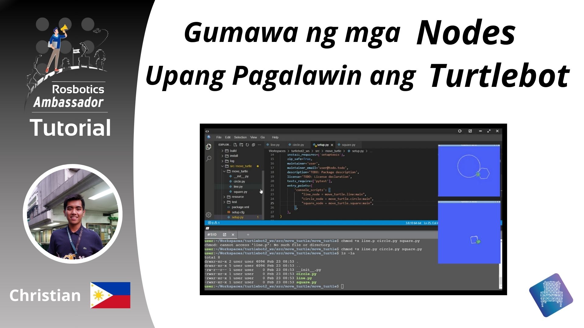 Paano Gumawa ng mga Nodes Upang Pagalawin ang Turtlebot – Filipino ROS Tutorials